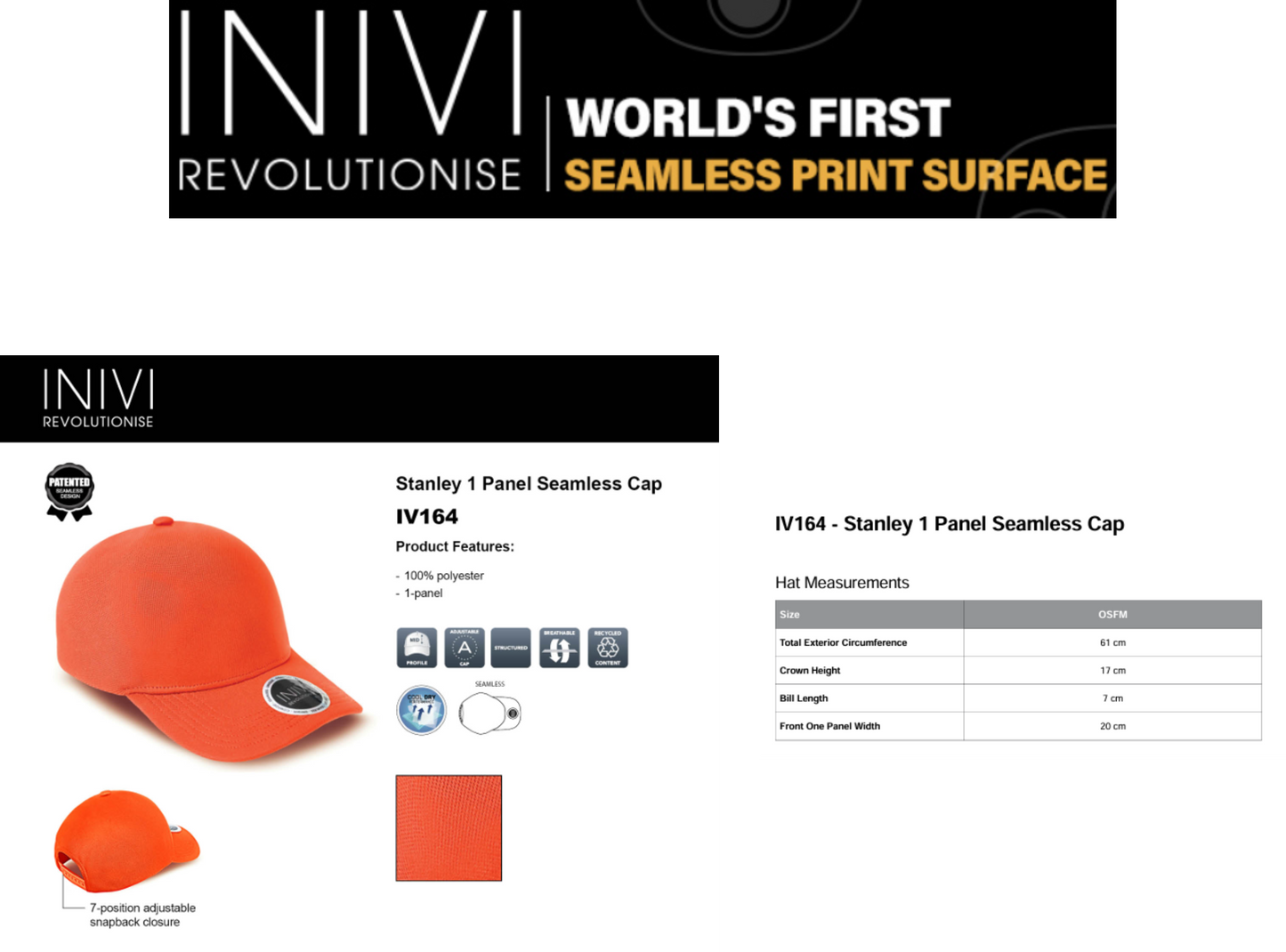 INIVI STANLEY 1 PANEL SEAMLESS CAP